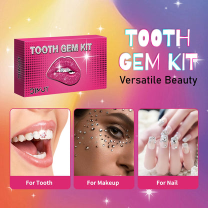 DIY Tooth Gem Kit with DIY Crystals Glue & Light Starter Set for Face Body Temporary Shiny Teeth Jewelry Crystal Accessories