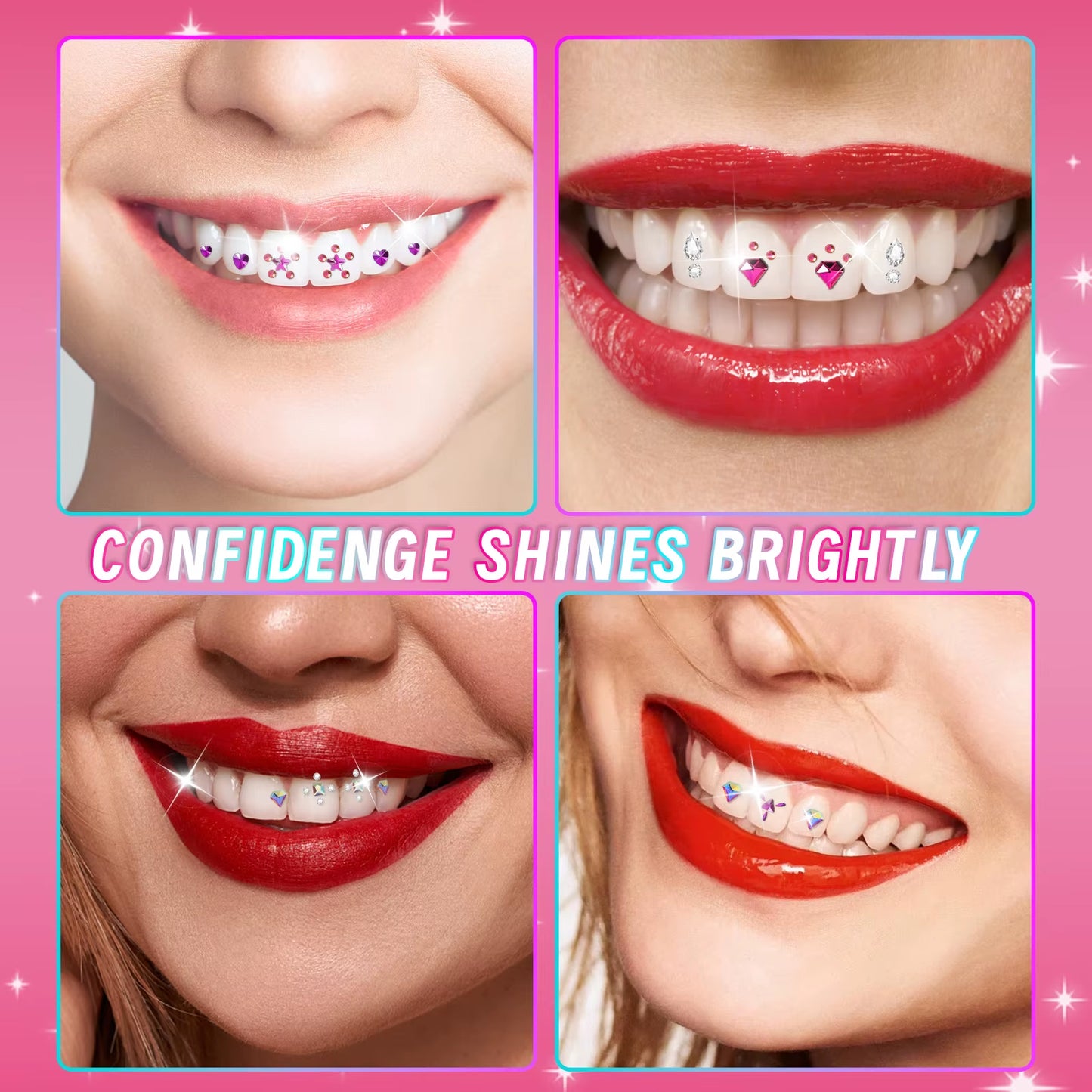 DIY Tooth Gem Kit with DIY Crystals Glue & Light Starter Set for Face Body Temporary Shiny Teeth Jewelry Crystal Accessories