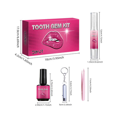 DIY Tooth Gem Kit with DIY Crystals Glue & Light Starter Set for Face Body Temporary Shiny Teeth Jewelry Crystal Accessories