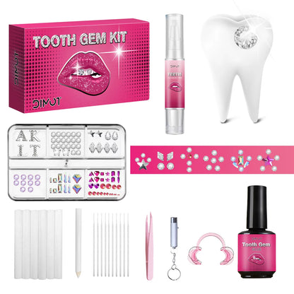 DIY Tooth Gem Kit with DIY Crystals Glue & Light Starter Set for Face Body Temporary Shiny Teeth Jewelry Crystal Accessories