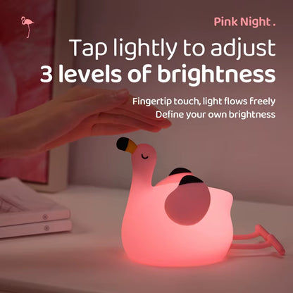 Kawaii Animal Led Table Lamp Toddler Night Light Silicone Kids Toy Gifts Bedroom Bedside Desk Room Decor Rechargeable Mood Light
